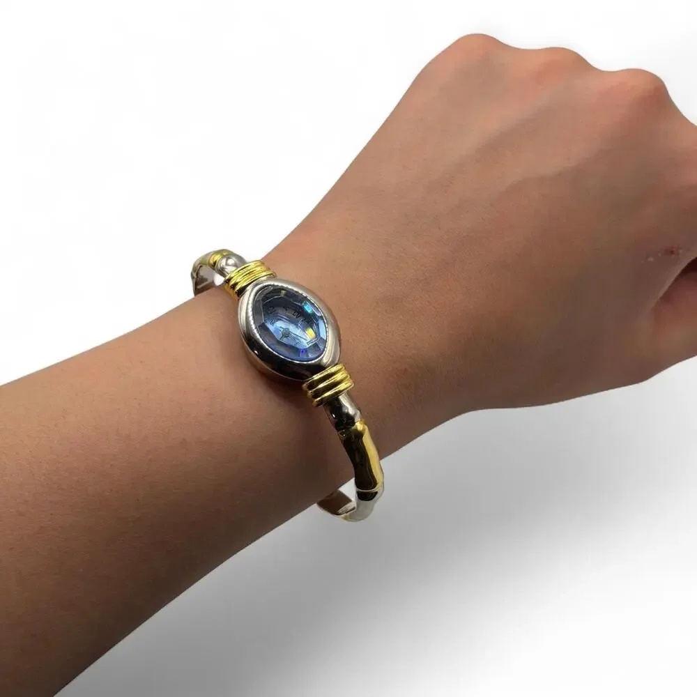 Rare vintage silver and gold Geneva peekaboo bracelet watch